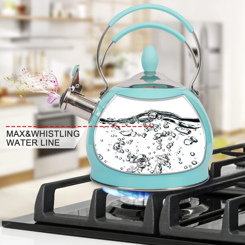 LUXGRACE Whistling Tea Kettle Stainless Steel Teapot, Teakettle for Stovetop Induction Stove Top, Fast Boiling Heat Water Tea Pot 2.6 Quart - Image 3