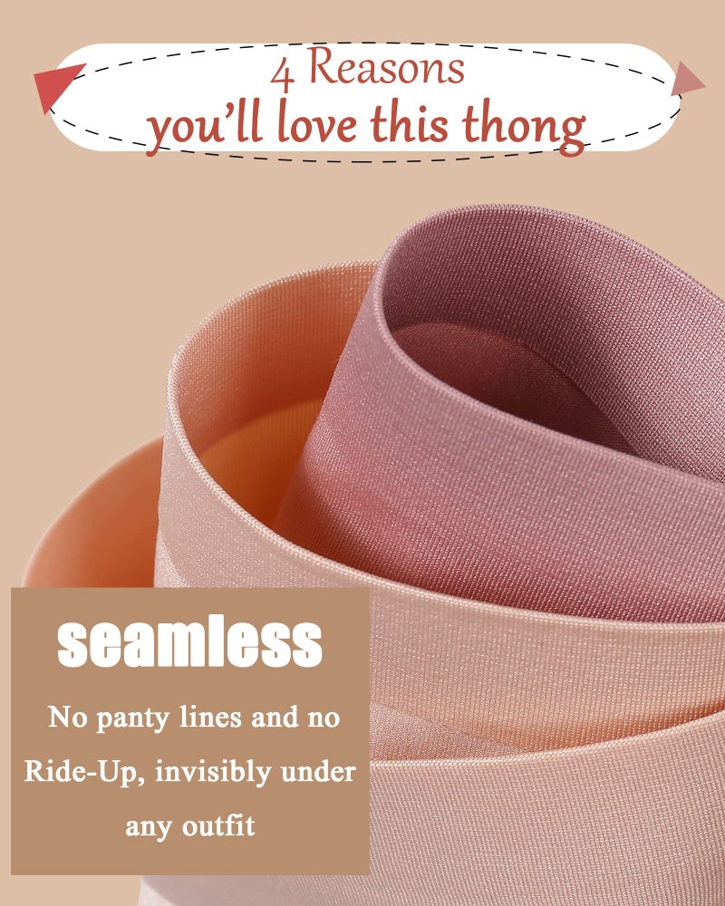 FINETOO 6 Pack Thongs for Women Seamless Hipster Low Rise Breathable Invisible Panties No Show Underwear XS-XL (L) - Image 4