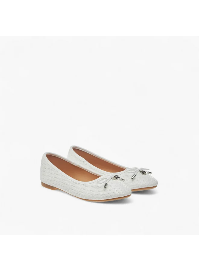 Flora Bella By Shoexpress Girls Bow Detail Slip-On Ballerina Shoes