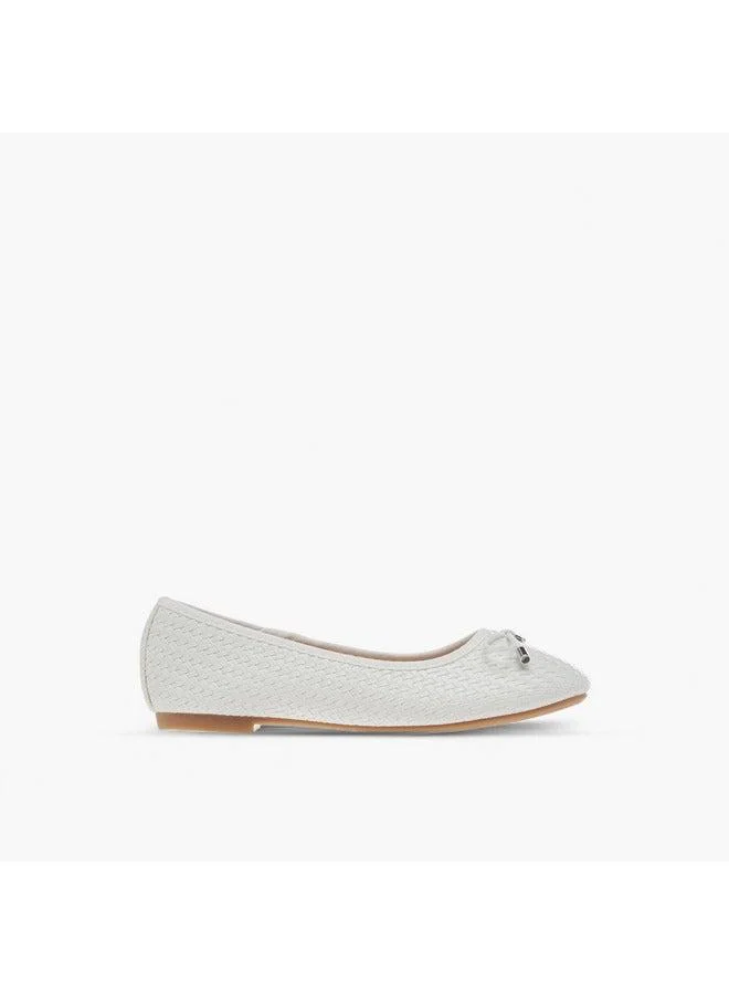 Flora Bella By Shoexpress Girls Bow Detail Slip-On Ballerina Shoes