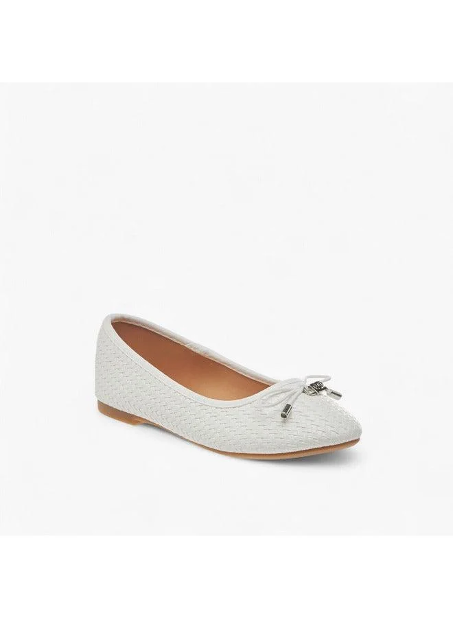 Flora Bella By Shoexpress Girls Bow Detail Slip-On Ballerina Shoes