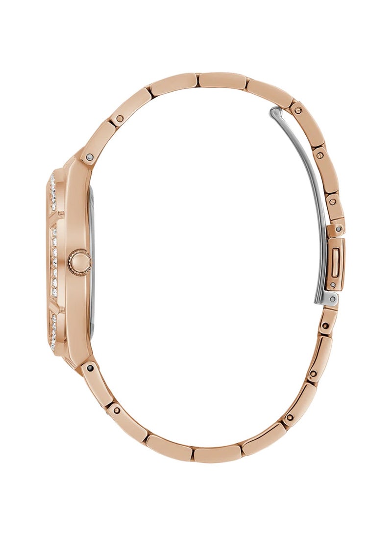 GUESS ساعة نسائية أنالوج متعددة الوظائف باللون الذهبي الوردي GW0604L3 - 36 مم - Image 3