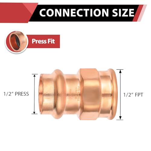 EFIELD Pack of 10 EFIELD Press Copper Adapter Fitting 12Inch Copper Press Fit x 12inch Female Copper Adapter LBP DesignPRESS047 - Image 3