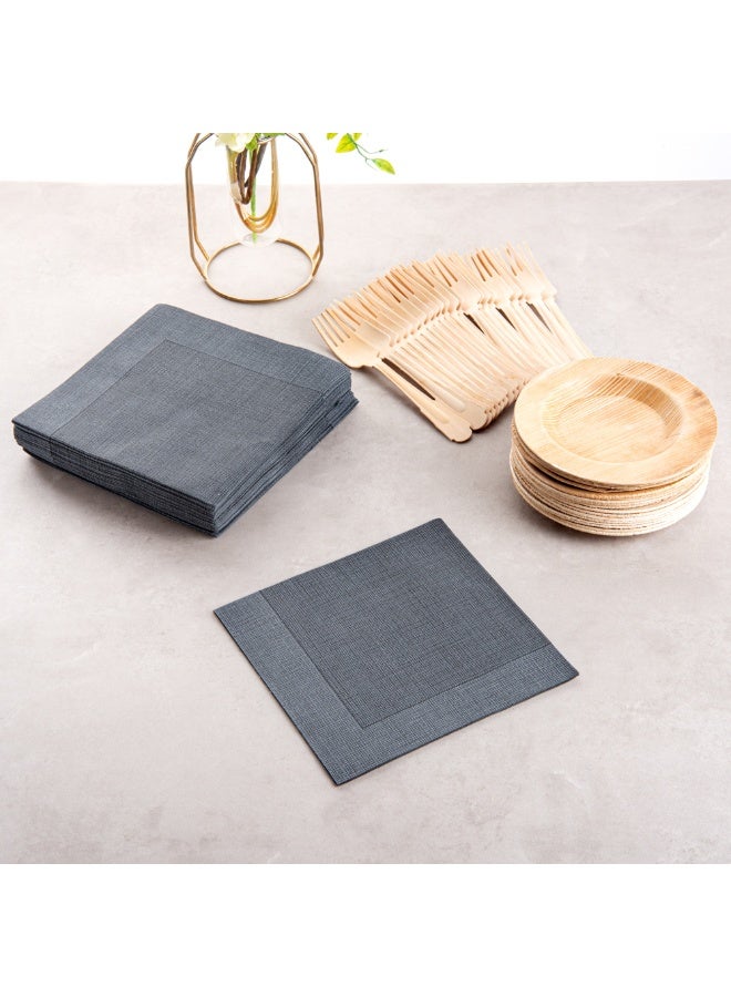 Restaurantware Luxenap Air Laid Dinner Napkins - Soft and Durable 16" x 16" Black with White Threads Paper Napkins - Disposable and Recyclable - 25-CT  - Image 4