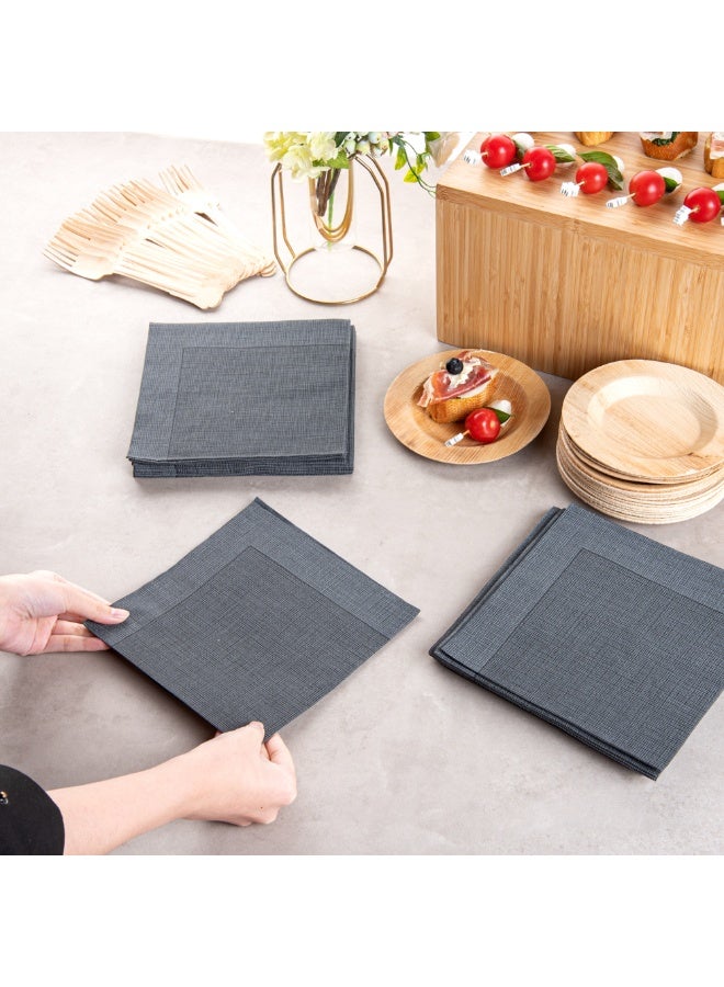 Restaurantware Luxenap Air Laid Dinner Napkins - Soft and Durable 16" x 16" Black with White Threads Paper Napkins - Disposable and Recyclable - 25-CT  - Image 5