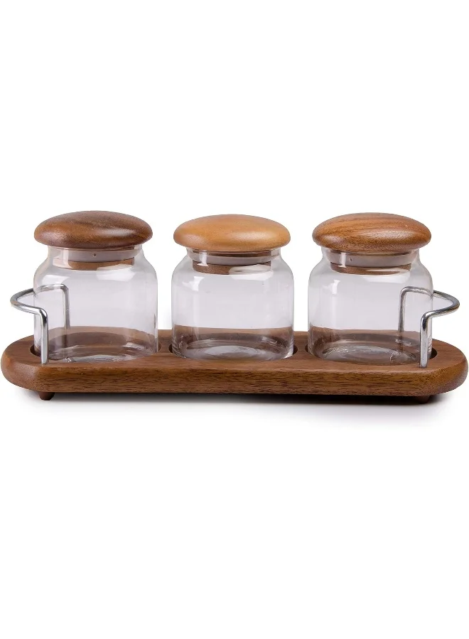 بيلي Billi 3 Pieces Glass Canister Set with Tray