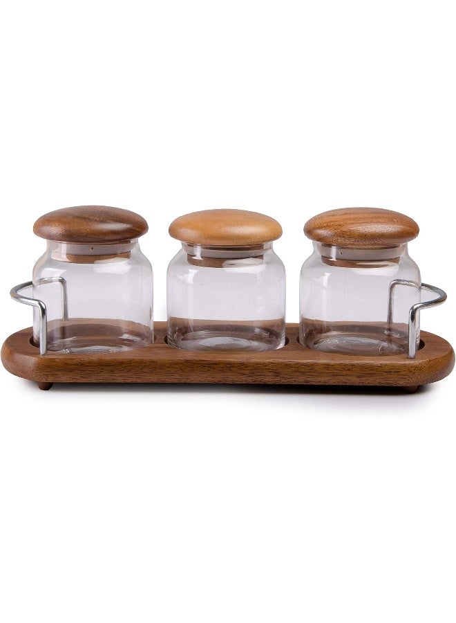 Billi 3 Pieces Glass Canister Set with Tray - Image 1