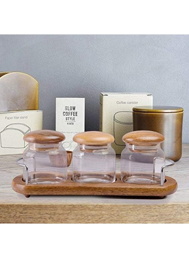 Billi 3 Pieces Glass Canister Set with Tray - Image 2