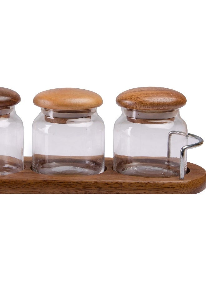 Billi 3 Pieces Glass Canister Set with Tray - Image 3