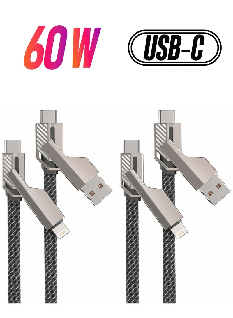 Zikra USB C Cable Fast Cable 60W Fast Charging Data Sync Flat Braided Anti Tangle Fit for iPhone Charger Cord with Velcro Multi Charging Cable - Image 1