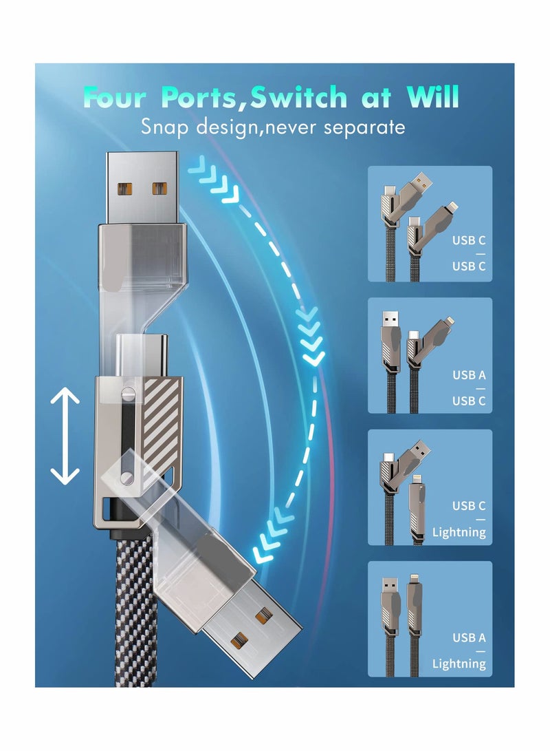 Zikra USB C Cable Fast Cable 60W Fast Charging Data Sync Flat Braided Anti Tangle Fit for iPhone Charger Cord with Velcro Multi Charging Cable - Image 2