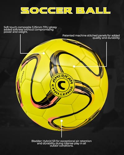 American Challenge Brasilia Soccer Ball – Sizes 5, 4, 3 & 2 – Youth & Adult Training Soccer Ball for Practice, Games & Grass Fields - Image 2