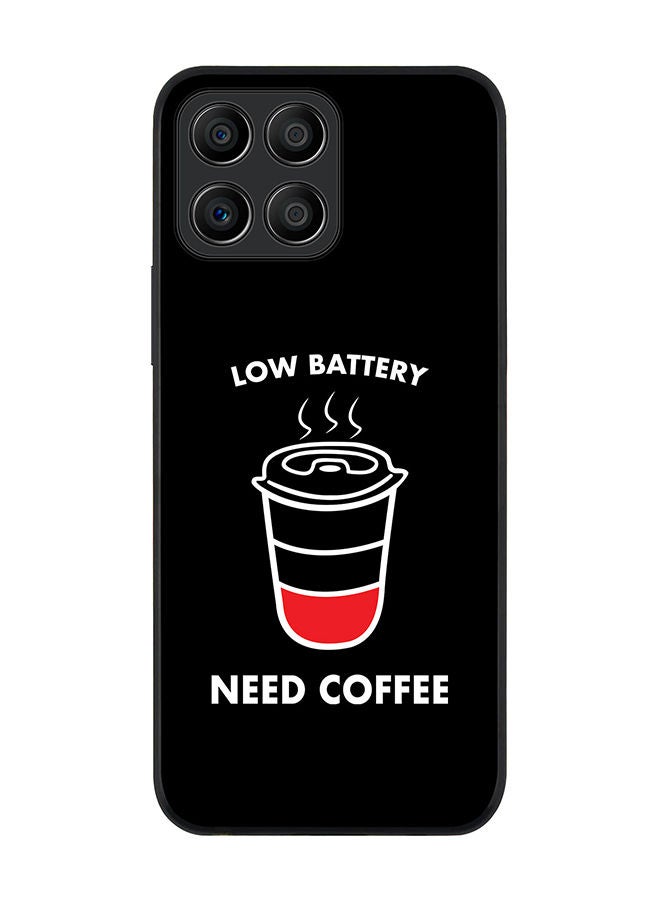 Rugged Black edge case for Honor X8 5G Slim fit Soft Case Flexible Rubber Edges Anti Drop TPU Gel Thin Cover - Low battery need coffee