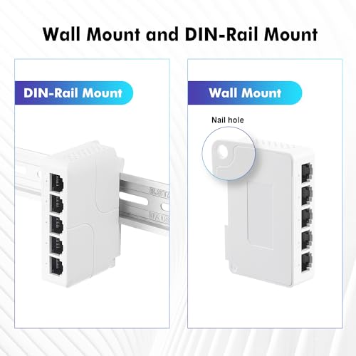 MokerLink 4 Port PoE Extender, IEEE 802.3 af/at Repeater, 100Mbps, 1 in 3 Out, Wall & Din Rail Mount Passthrough Switch - Image 5