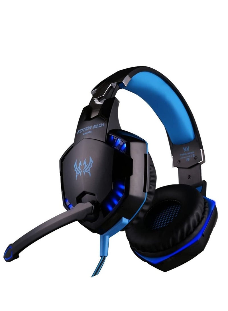 G2000 Gaming Headset Surround Stereo Gaming Headphones with Noise Cancelling Mic LED Lights & Soft Memory Earmuffs for PS5 PS4 Xbox One Nintendo Switch PC Mac Computer Games - Image 3