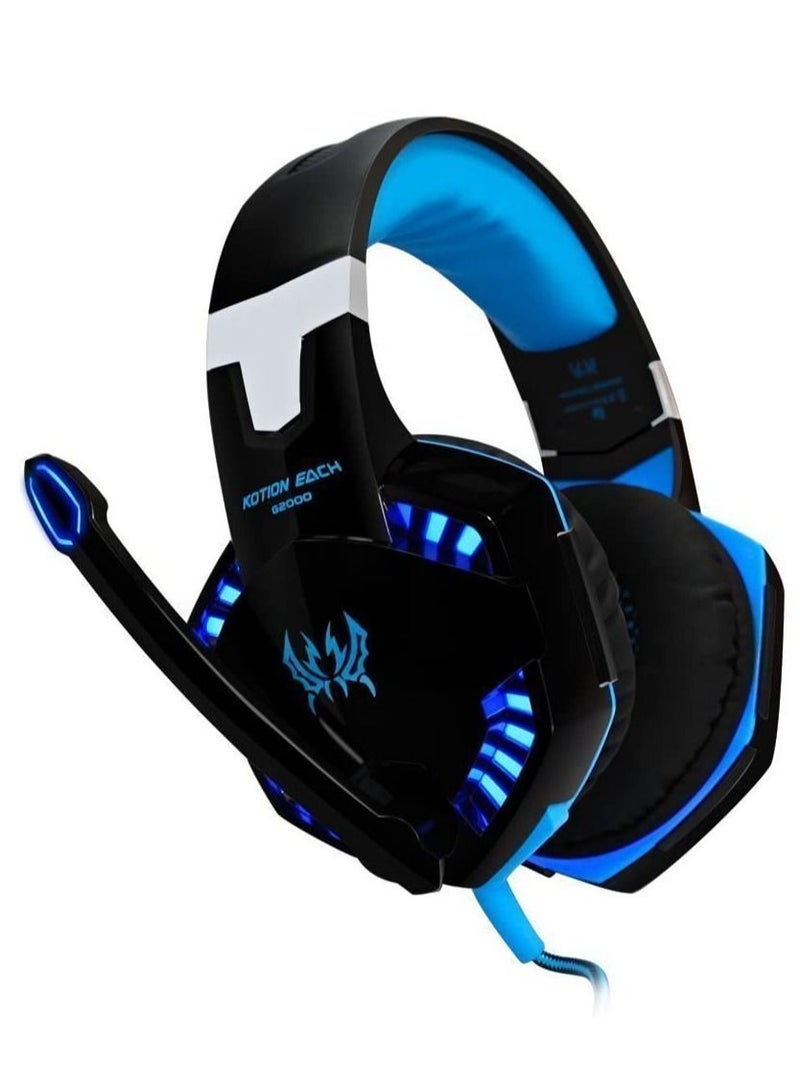 G2000 Gaming Headset Surround Stereo Gaming Headphones with Noise Cancelling Mic LED Lights & Soft Memory Earmuffs for PS5 PS4 Xbox One Nintendo Switch PC Mac Computer Games - Image 2