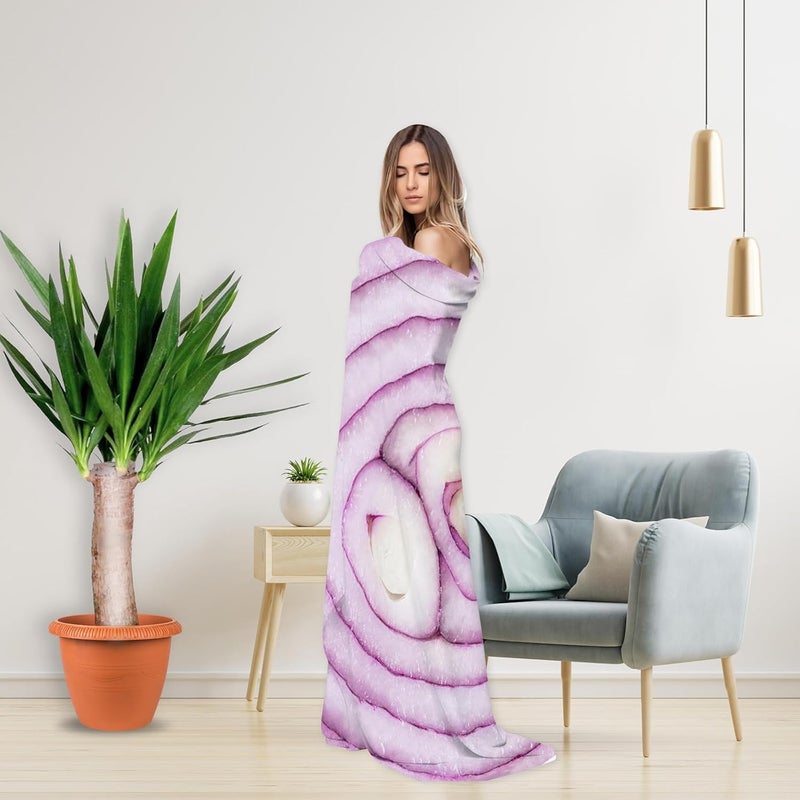 Abaysto Funny Onion Blanket for Adult and Kids, Soft and Comfortable Flannel Round Novelty Food Blanket for Bedding, Giant Food Blanket Gifts for Crib, Sofa, Outdoors 150CM - Image 2
