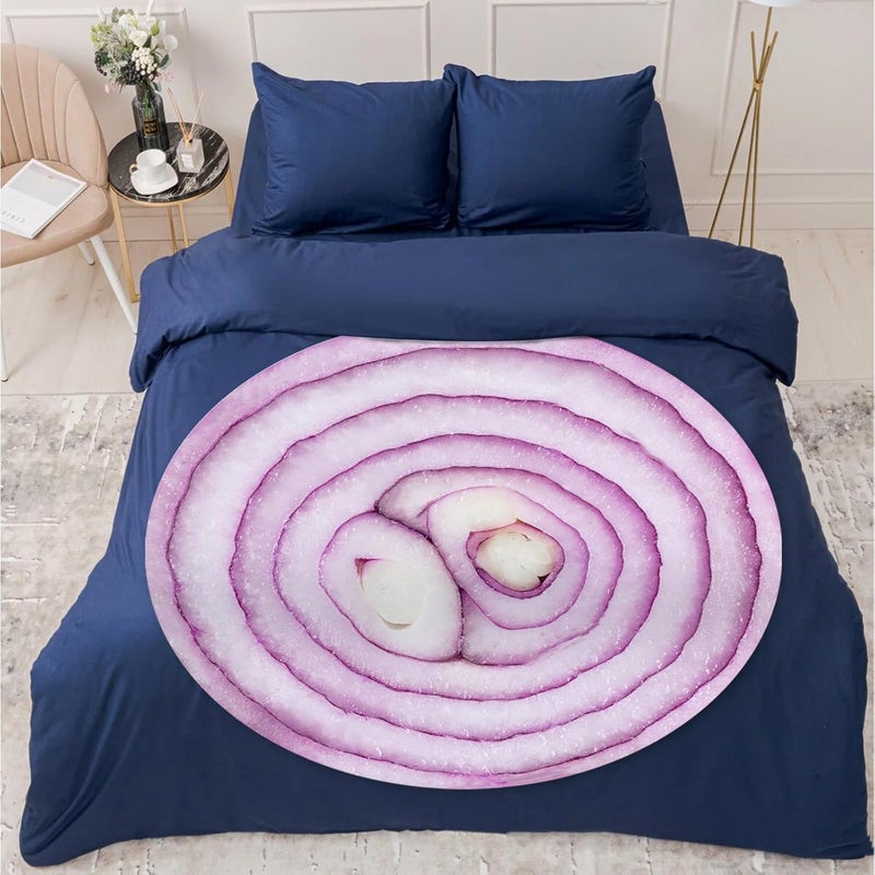 Abaysto Funny Onion Blanket for Adult and Kids, Soft and Comfortable Flannel Round Novelty Food Blanket for Bedding, Giant Food Blanket Gifts for Crib, Sofa, Outdoors 150CM - Image 4