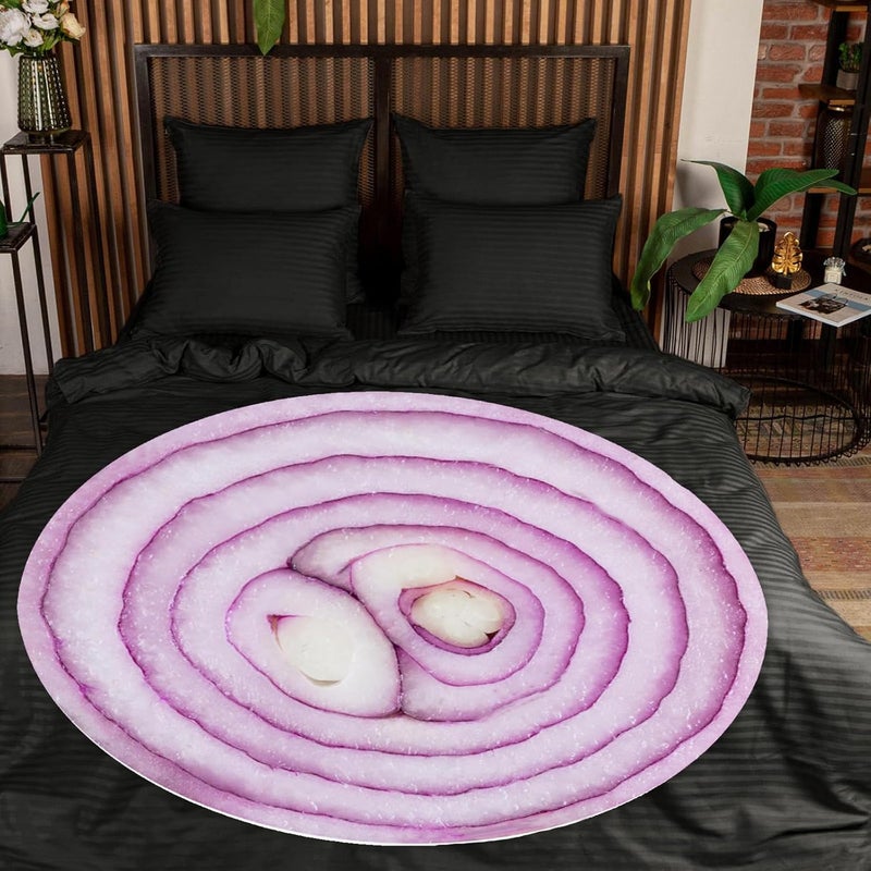Abaysto Funny Onion Blanket for Adult and Kids, Soft and Comfortable Flannel Round Novelty Food Blanket for Bedding, Giant Food Blanket Gifts for Crib, Sofa, Outdoors 150CM - Image 5