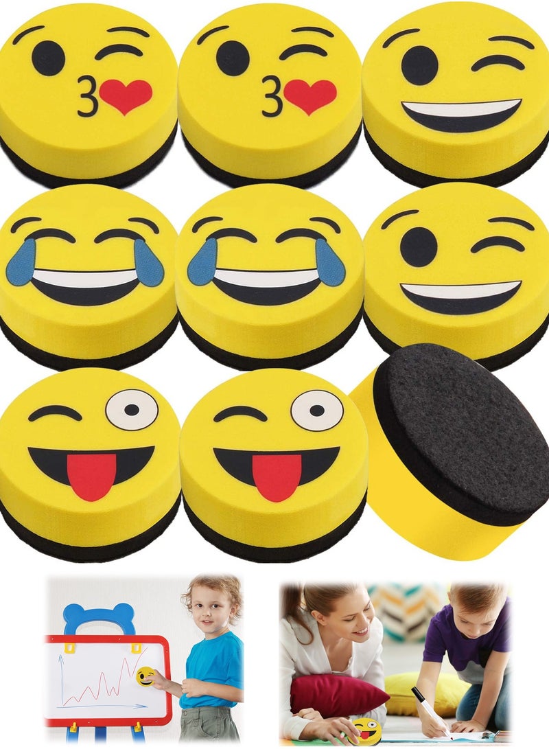 Magnetic Dry Erase Erasers 8 Pack Smiley Whiteboard Cleansers for Classroom and Office Supplies - Image 1