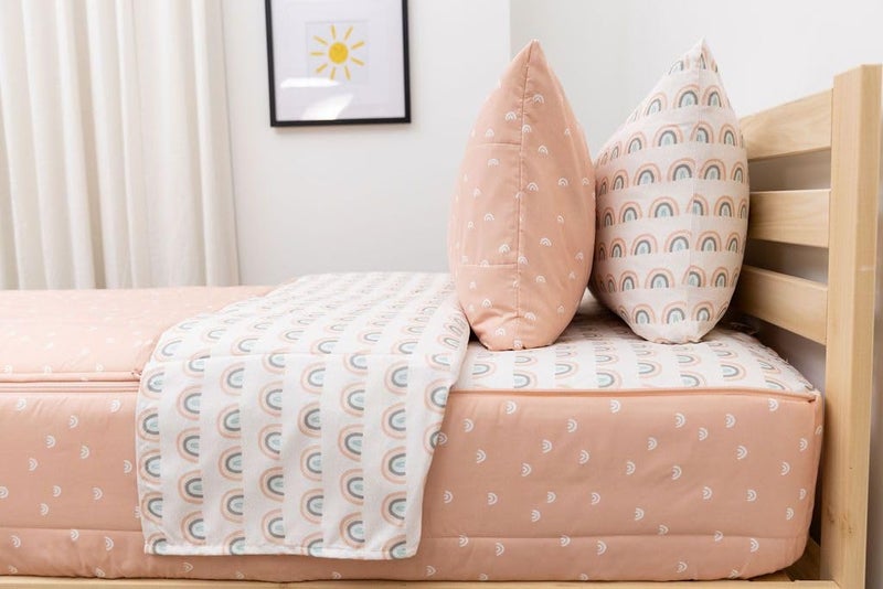 Beddy's Rainbow Theme Durable Zipper Bedding for Kids, Bed in a Bag, Peach Sheets & Comforter, Includes Pillowcase & Pillow Sham Easy to Make & Wash - Image 5