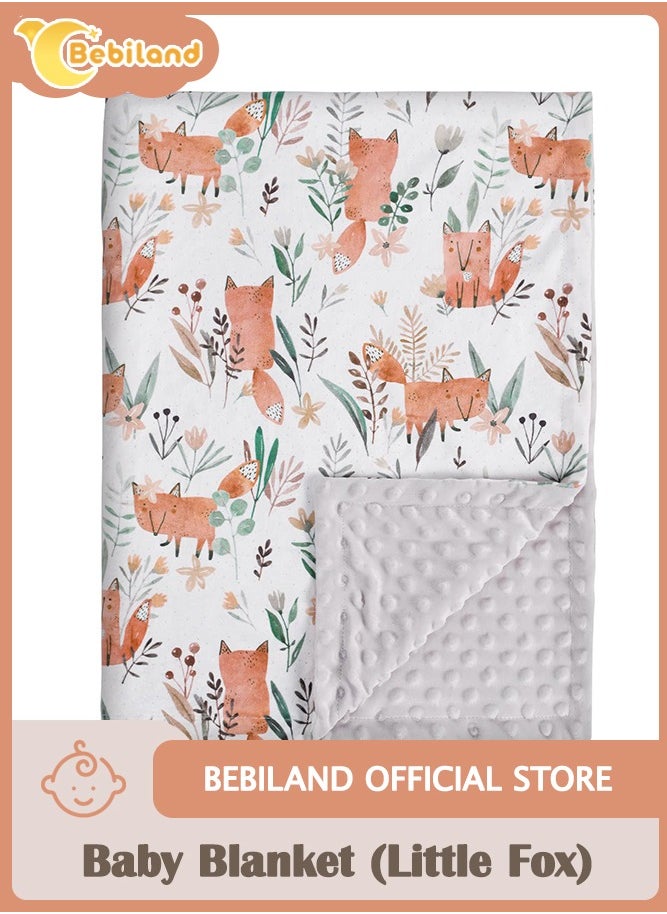 Bebiland Kids Baby Blanket Newborn Gifts, Soft Plush Blankets with Dotted Backing, Fleece Fabric Essentials for Unisex, Toddlers, Boys Girls 75x100cm (Little Fox)  - Image 1