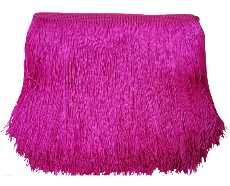 LauthenS 10 Yards of 6 Chainette Fringe Trim Tassel Sewing Trim for DIY Craft Latin Dress Lamp Shade Decoration 6 Inches x 10 Yards Hot Pink