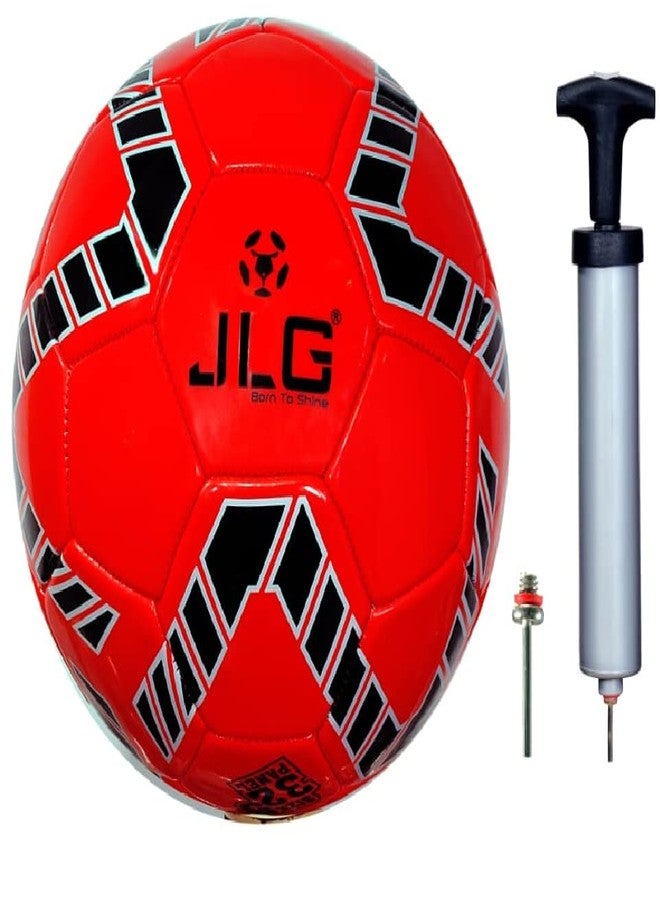 جي أل جاي كرة قدم JLG Base مقاس 5 (32 لوحة) مع مضخة لجميع اللاعبين (أحمر) - Image 1