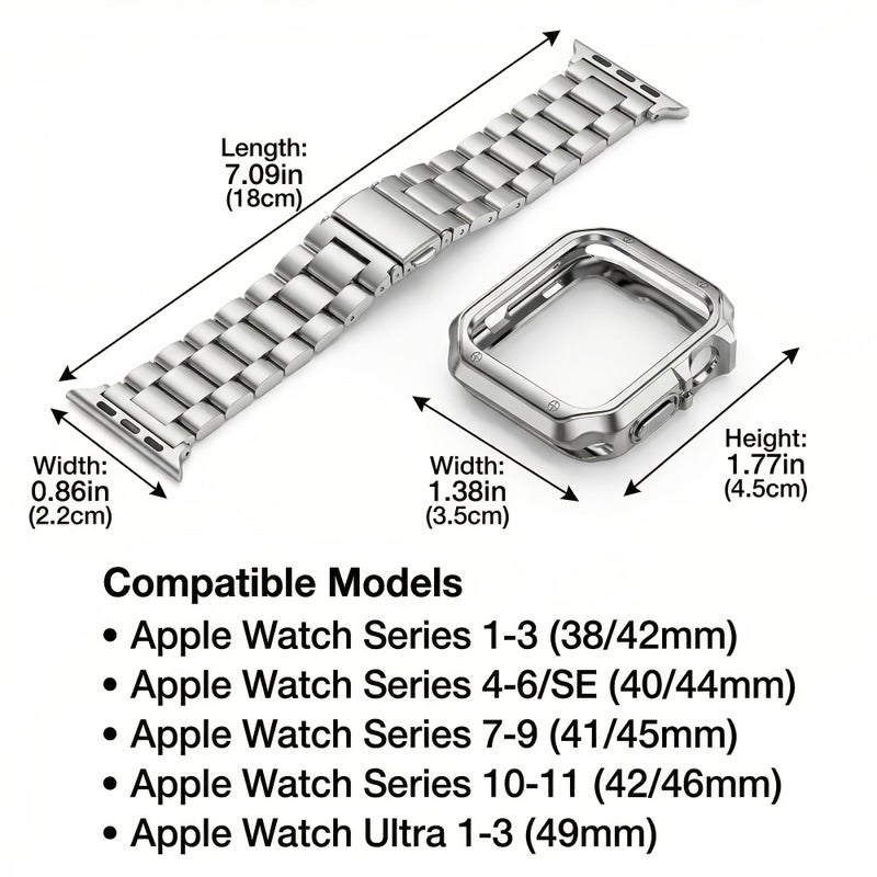 سوار معدني من الفولاذ المقاوم للصدأ باللون الأسود لساعة Apple Watch مقاس 38، 40، 41 ملم - Image 2