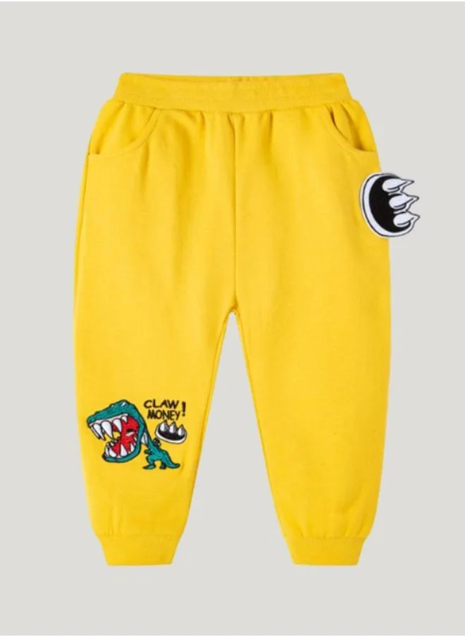يونيكي Yellow Regular Fit Mid Rise Printed Trackpant