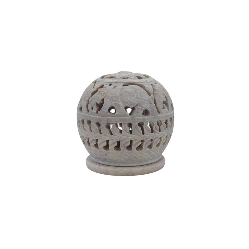 Natriel Elegant Soapstone TLight Holder Candle Holder Carvings Diwali Gift Aroma Oil Diffuser Decorative Showpiece Natural and Handmade Product from Artisan Elephant - Image 3