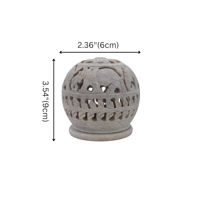 Natriel Elegant Soapstone TLight Holder Candle Holder Carvings Diwali Gift Aroma Oil Diffuser Decorative Showpiece Natural and Handmade Product from Artisan Elephant - Image 2
