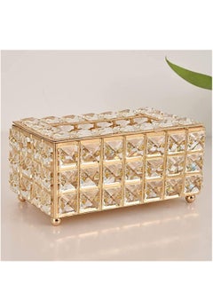 Generic Crystal and golden stainless steel tissue box for home, clinic and office decor 19 x 11 x 10 cm  - Image 3