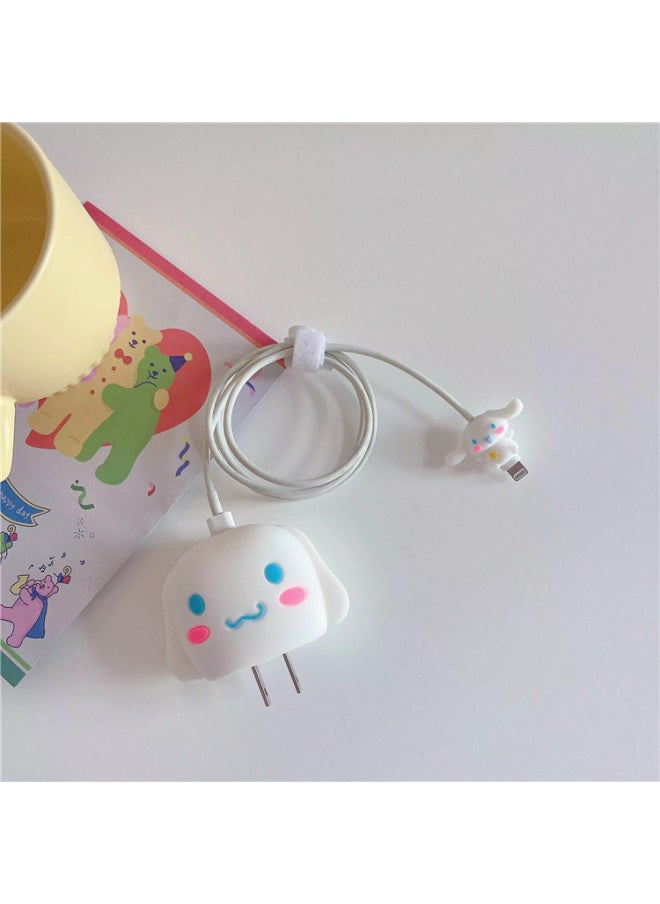 Beauenty 2024 Four-piece Charger Protective Cover For Apple 15 Fast Charging Protective Cover 18W/20W Charger-Specifications:42. Little White Dog (set Of Four) Big And Small Heads + 1.4m Wire Rope + Tie  - Image 1
