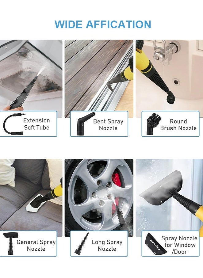 APEX Handheld Steam Cleaner for home, Steamer for Cleaning, Multipurpose Portable Steam Cleaners Use with Safety Lock and 10 Accessory Kit to Remove Grime, Grease, More, Save Time and Effort Yellow  - Image 3