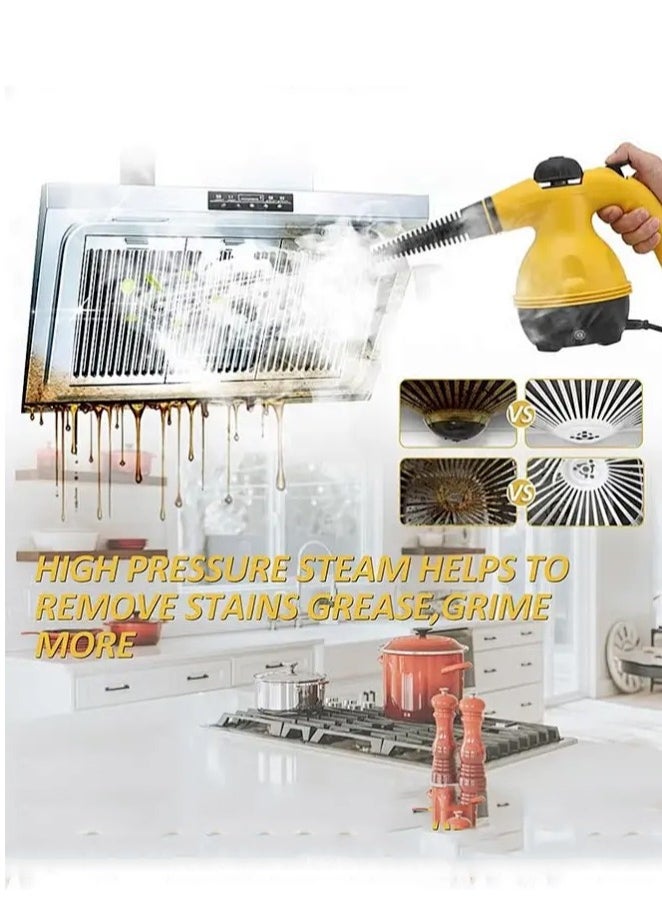 APEX Handheld Steam Cleaner for home, Steamer for Cleaning, Multipurpose Portable Steam Cleaners Use with Safety Lock and 10 Accessory Kit to Remove Grime, Grease, More, Save Time and Effort Yellow  - Image 4