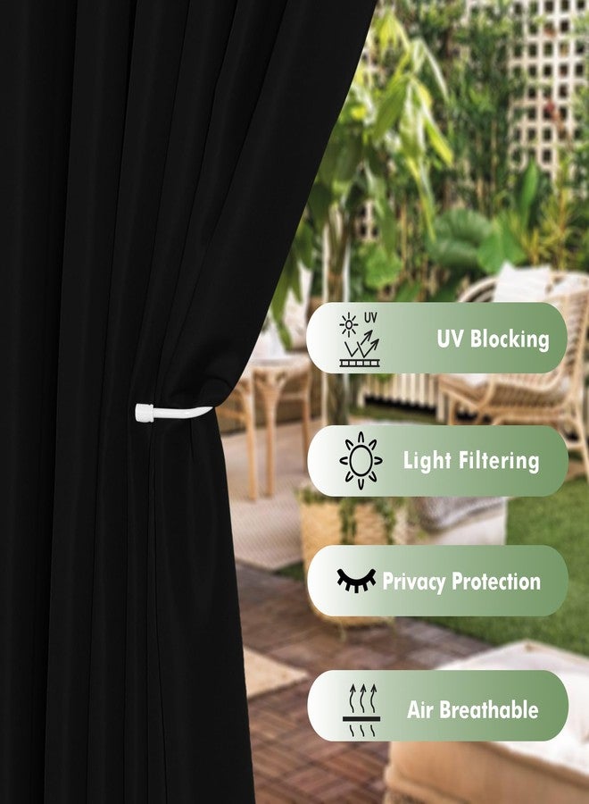 HolidayIdeas Outdoor Curtains for Patio Waterproof, 6 Panels - 54x84 Inches - Weatherproof Privacy Outsides Curtains for Cabana Porch Pergola, Sunlight & UV Blocking (Black, Grommet Top) - Image 3