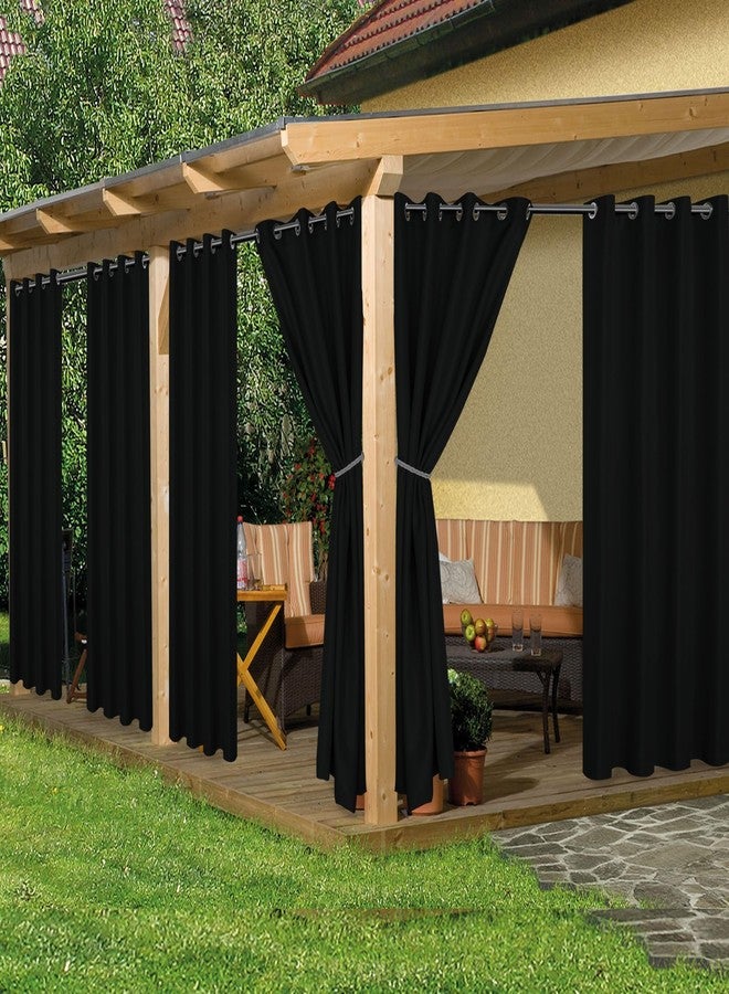 HolidayIdeas Outdoor Curtains for Patio Waterproof, 6 Panels - 54x84 Inches - Weatherproof Privacy Outsides Curtains for Cabana Porch Pergola, Sunlight & UV Blocking (Black, Grommet Top) - Image 1