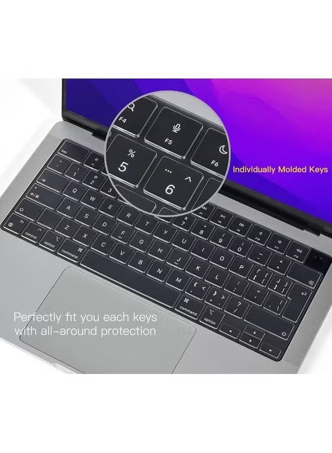 Premium Keyboard Cover Ultra Thin Protector Skin for 2025-2021 MacBook Pro 14 16 inch M4 M3 M2 M1 Pro/Max, MacBook Air 15 13.6 M4 M3 M2 Chip A3241 A3114 A2941 A3240 A3113 A2681, EN Layout - Image 3