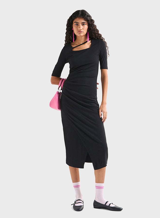 FAV Asymmetrical Ruched Dress - Image 1