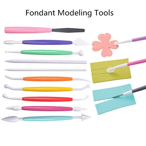 Colorkitchenware Gum Paste Flowers & Leaves Fondant Kit-10 Modelling Tools, 4 Ball Tools, 1 Veining Board, 1 Foam Pad, 1 Silicone Mat, 1 Rolling Pin - Image 2