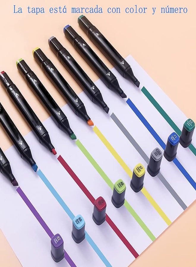 80-Color Double Tip Marker Set – Art Markers with Brush & Fine Tips, Carry Bag for Drawing & Sketching - Image 1