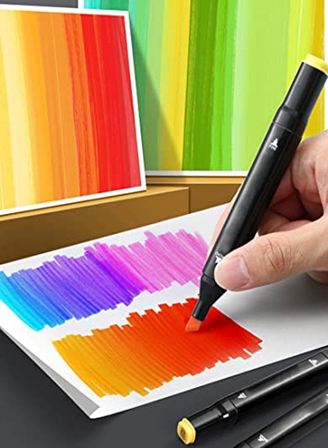 80-Color Double Tip Marker Set – Art Markers with Brush & Fine Tips, Carry Bag for Drawing & Sketching - Image 2