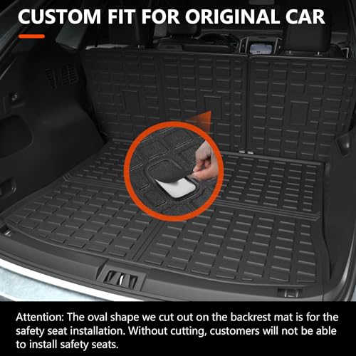 powoq Trunk Mat Compatible with 2015-2024 Ford Edge Cargo Liner Backrest Mat TPE Seat Back Protector (Only for 5-Seater) Replacement for 2015-2024 Ford Edge Accessories (Trunk Mat+Backrest Mat) - Image 2