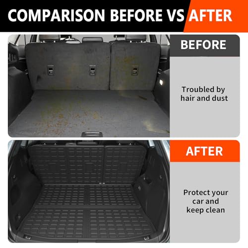 powoq Trunk Mat Compatible with 2015-2024 Ford Edge Cargo Liner Backrest Mat TPE Seat Back Protector (Only for 5-Seater) Replacement for 2015-2024 Ford Edge Accessories (Trunk Mat+Backrest Mat) - Image 3