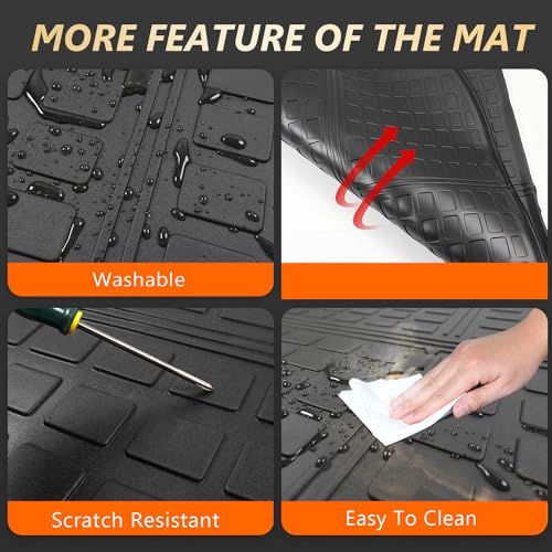 powoq Trunk Mat Compatible with 2015-2024 Ford Edge Cargo Liner Backrest Mat TPE Seat Back Protector (Only for 5-Seater) Replacement for 2015-2024 Ford Edge Accessories (Trunk Mat+Backrest Mat) - Image 5