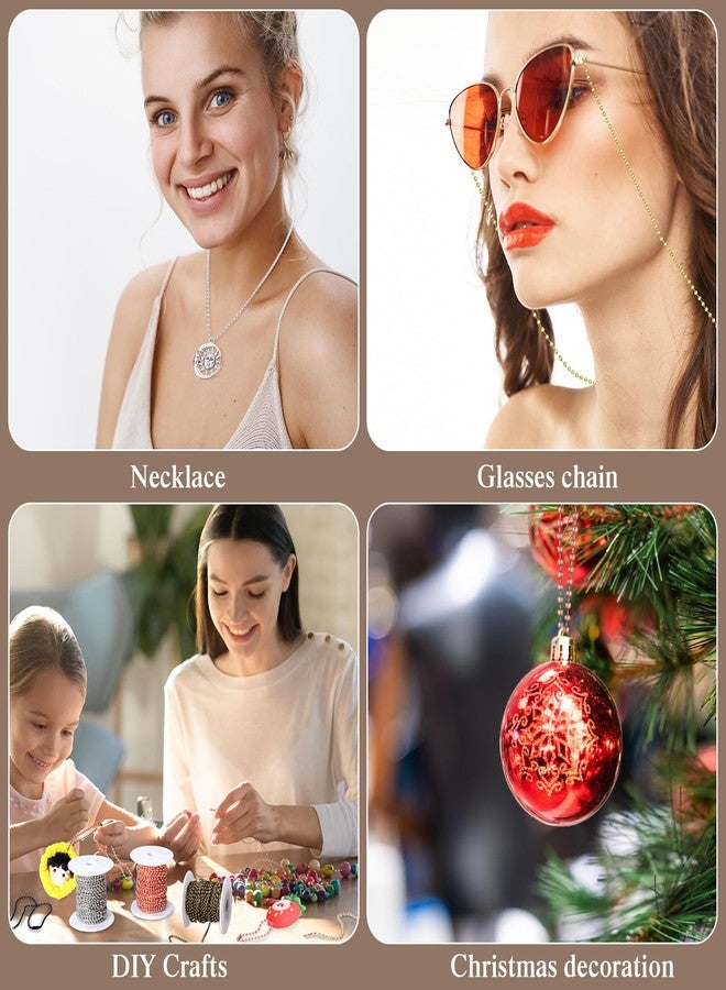 Canlierr 6 Pack Bead Chain 198 ft Ball Necklace Chains with 600 Pieces Matching Connectors Clasps for Jewelry Making, Necklace Hanging, Dog Tag, Bracelets, Keychain, DIY Crafts, 2.4 mm Diameter - Image 5