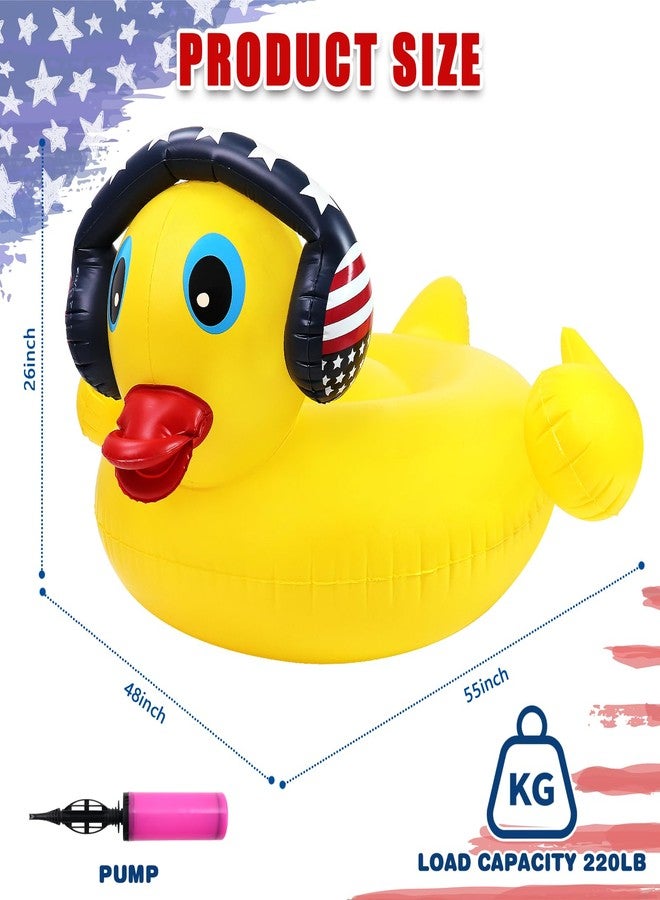 Halovin Inflatable Duck Pool Floats Adult - USA 4th of July Pool Float,Giant Patriotic Blow Up Rubber Duck Lake Raft,American Fourth of July Pool Floaties for Summer Beach Swimming Party Decoration - Image 2