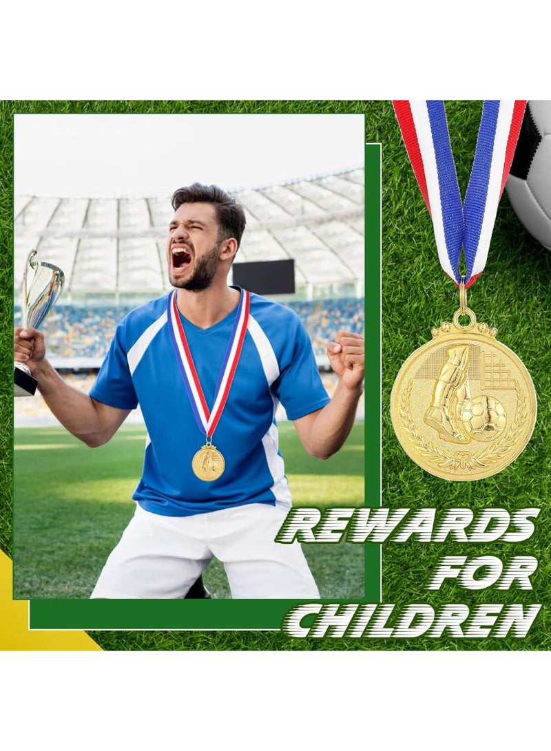 SYOSI Gold Award Medals, 20-Piece Soccer Medals Set with Ribbons, 2 Inch Metal Medals for Sports Prizes Team Awards Party Favors and Gifts for Players - Image 4