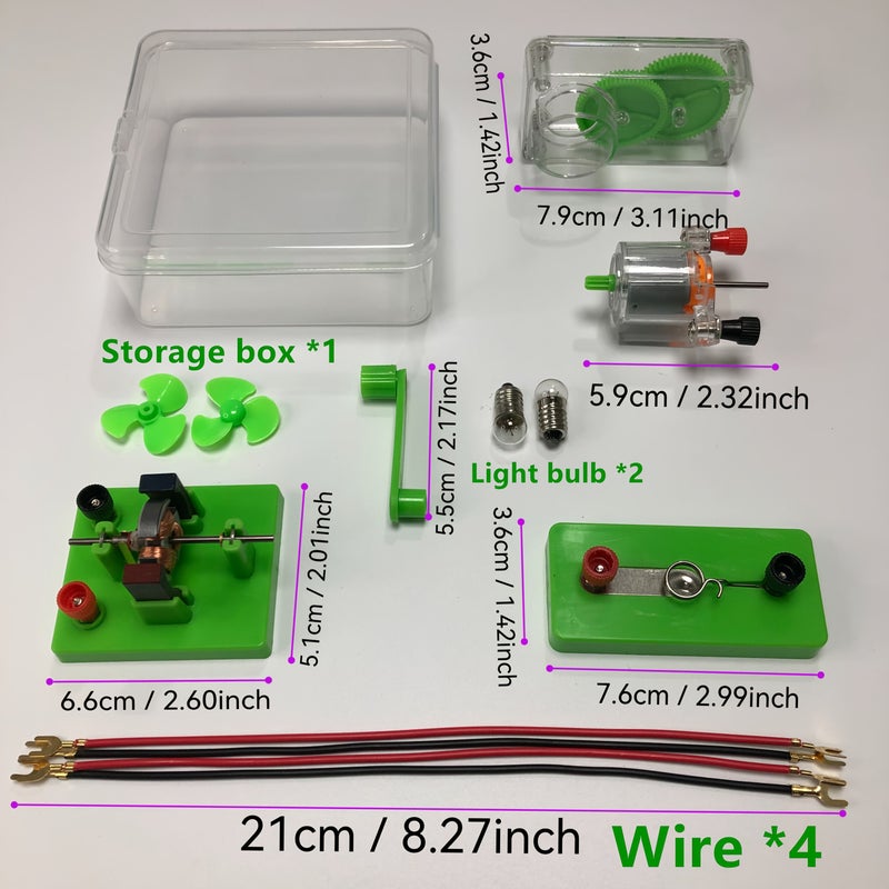 2 Sets Hand Crank Generator And Motor Open Shelf Dc Motor Science Experiment Kit Abs Material Essential Classroom Equipment No Power Supply Required - Image 2